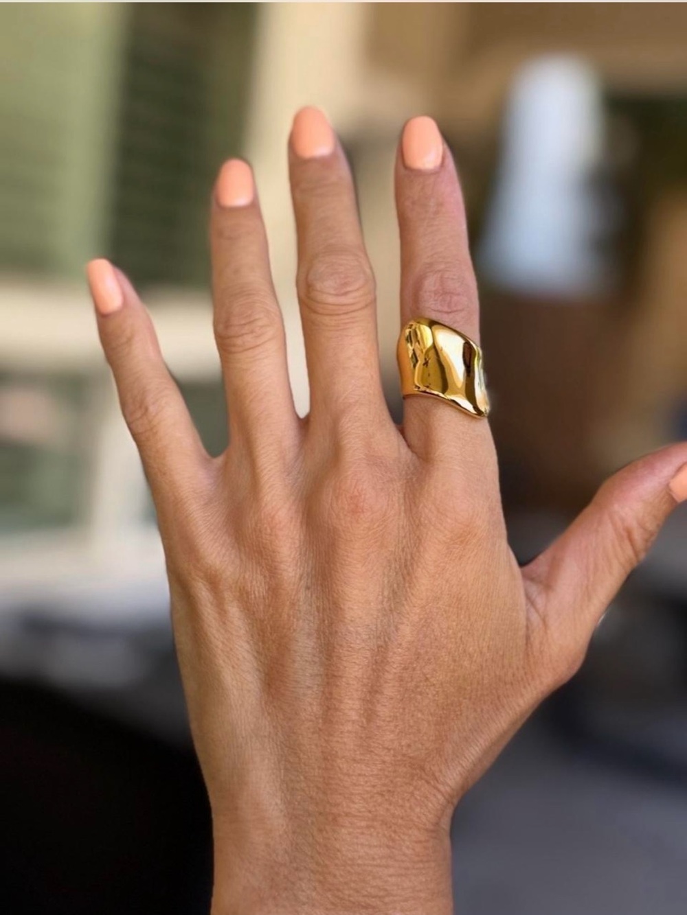 Lily Luxe - Gold tone Sculpted Statement Ring - Women Jewelry